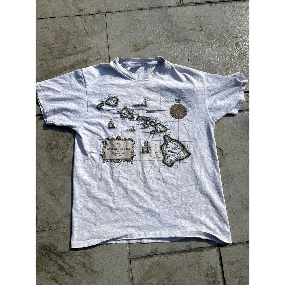 Single Stitch Sandwich Islands 90s T Shirt - Size Large